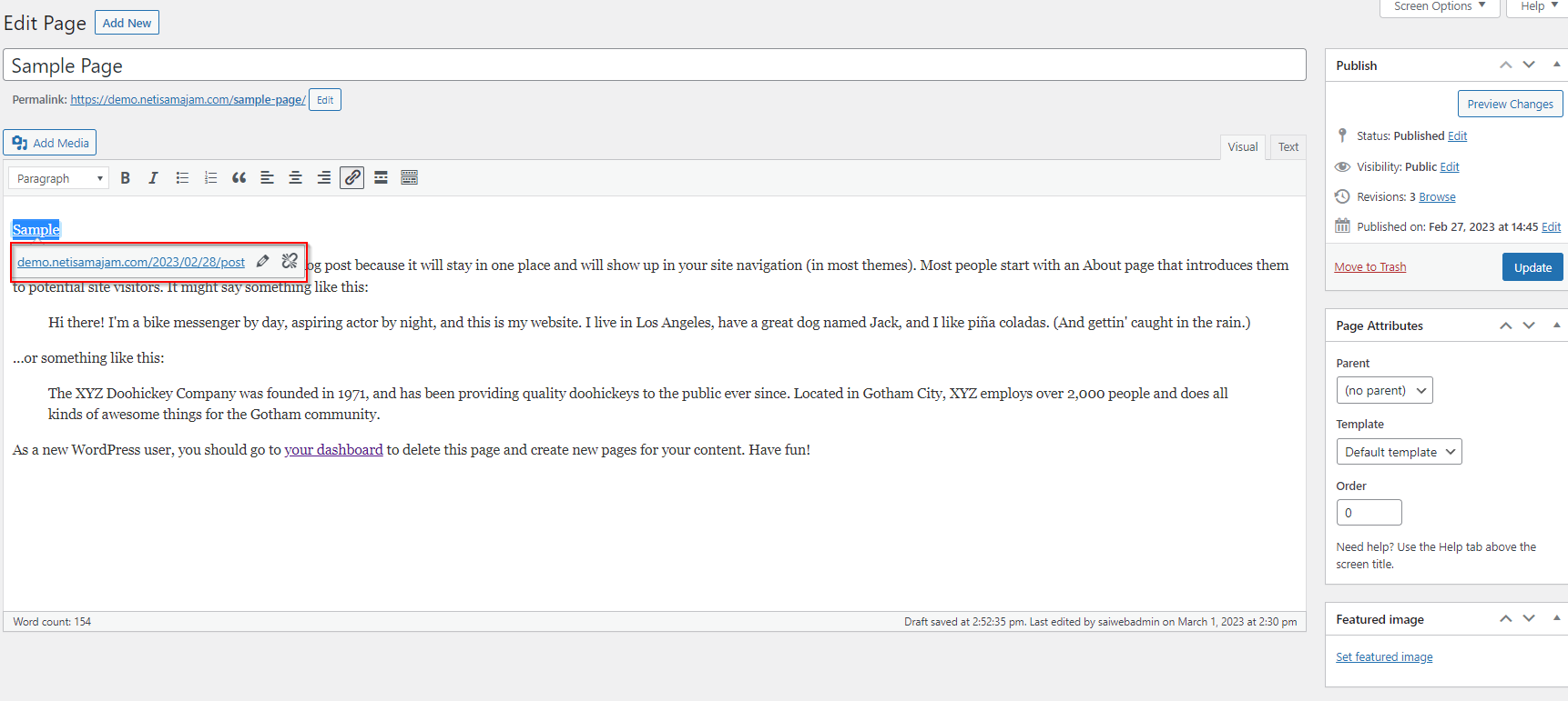 WordPress – Edit Links